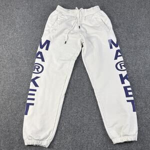 China MARKET Sweatpants Mens Small White 100% Cotton Logo Jogger Pants